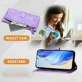 thumbnail image 4 of ELEHOLD PU Leather Wallet Phone Case For Motorola Moto G Stylus 5G (2025) with Zipper Pocket Magnetic Closure Flip Folio 7 Card Slots Shoulder Strap RFID Blocking Shockproof Stand Case Cover,Purple, 4 of 11