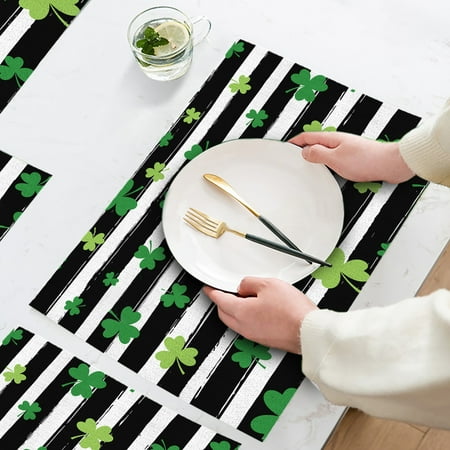 

NIUREDLTD St Patricks s Day Placemats Scandinavians Irish Day Plaid Decorative Placemats Insulated Tablecloths