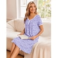 thumbnail image 4 of Ekouaer Cotton Nightgowns for Women Short Sleeve Night Gown V Neck Sleep Shirt Button Nightshirt Soft House Dress, 4 of 6