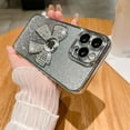 thumbnail image 3 of for iPhone 14 Pro Case Women Cute Bowknot Glitter Rhinestone Bling Plating Luxury Women Girl Phone Case,Shine Diamond Case for iPhone 14 Pro Protective Cover,Clear Gradient Silver, 3 of 13