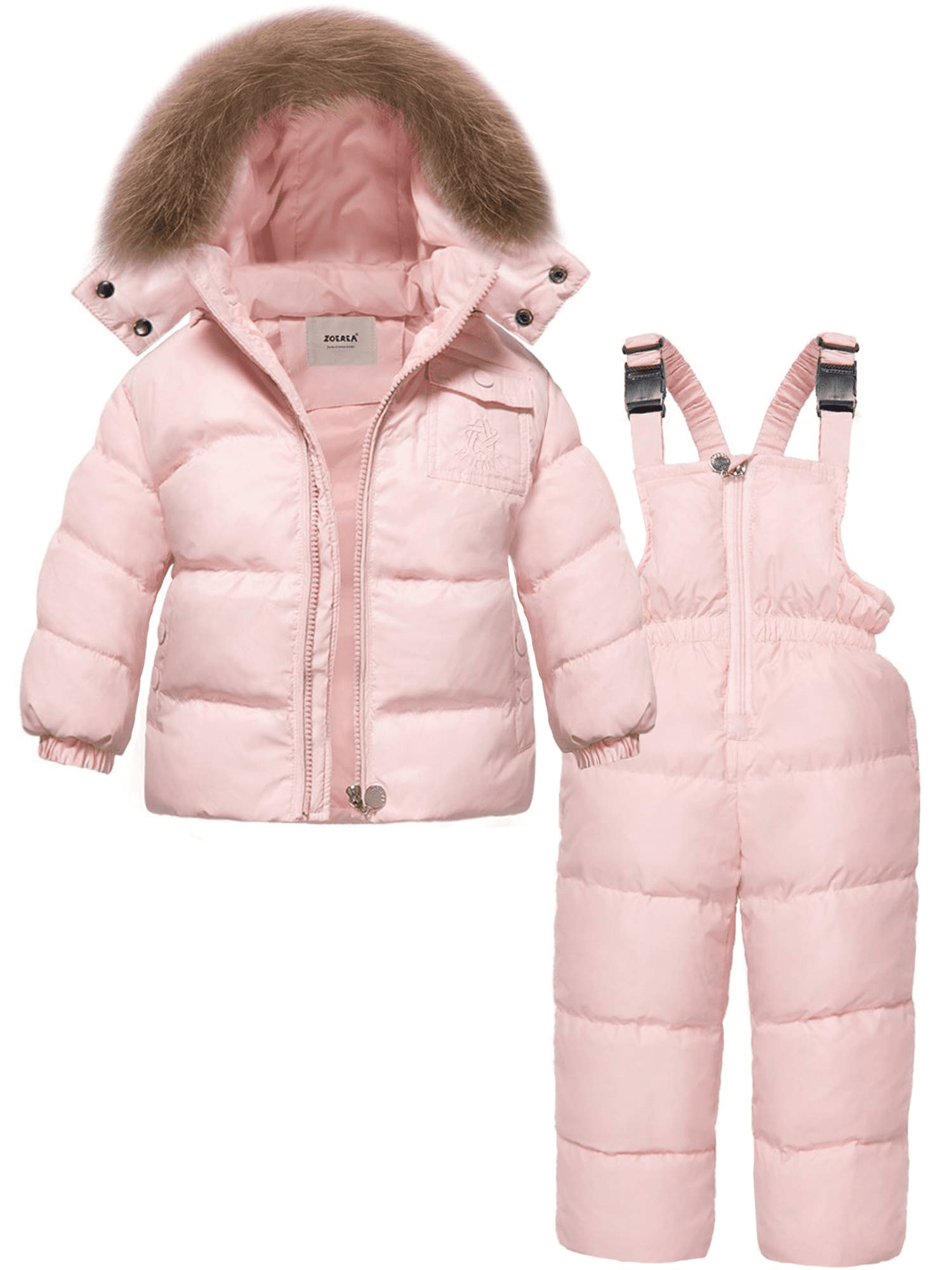Girls Winter Snowsuit, Children Clothing Sets Winter Hooded Duck Down Jacket + Trousers Snowsuit for Boys Unisex Baby