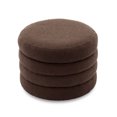 thumbnail image 3 of Storage Ottoman, Upholstered Round Ottoman with Storage, Small Ottoman with Storage, Reversible Cover Plate, for Entryway Living Room  Bedroom, Brown  Boucle, 3 of 8