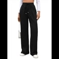 thumbnail image 2 of Pantalones Deportivos Casuales para Mujer, de Pierna , Holgados, con Cordón Ajustable, Cintura Alta, Elásticos y Bolsillos. Negro M, 2 of 10