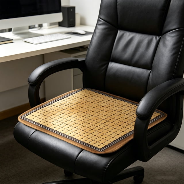 Yhmxh Cojines de bambú para sillas, 40 x 40 cm, alfombrilla transpirable para asiento de verano, almohadilla antideslizante y cómoda de bambú cuadrada, enfriador de glúteos de bambú carbonizado nat
