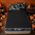 thumbnail image 4 of Erosebridal Spooky Black Cat Zipper Twin Comforter Sets with Fitted Sheet and 2 Pillowcases, Boho Crescent Moon Flower Zipper Bedding Set for Boys Girls, Black White, Black Reversible, 4 of 7