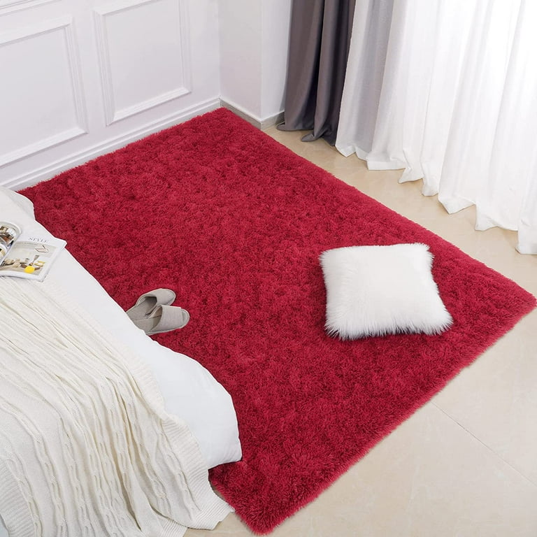 Lochas Fluffy Soft Shag Carpet Rug for Living Room Bedroom Big Area Rugs  Floor Mat, 3'x5',Sakura Pink