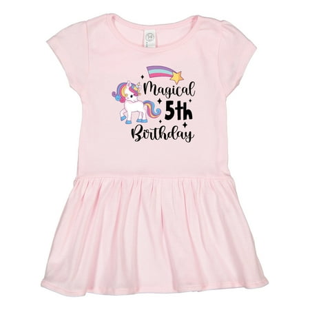 

Inktastic Magical 5th Birthday Rainbow Unicorn with Star Gift Toddler Girl Dress