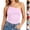 27# Pink, variant on Tank Top for Women with Built-in Bra, One Shoulder Slim Crop Spaghetti Strap Camisole for Summer Wear Red M