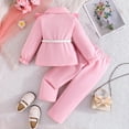 thumbnail image 6 of Ulitacool Girl Outfits Elegant Autumn Winter Outfits Long Sleeve Top With Belt And Ruffled Jacket Trousers Soft Wear Pink 2 Years, 6 of 6