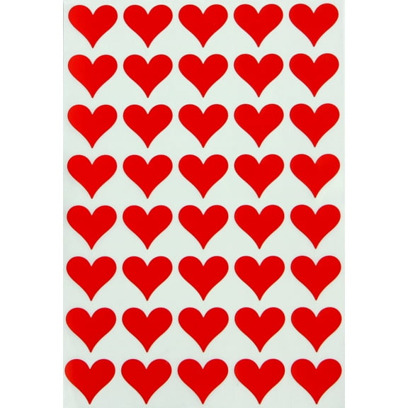 Royal Green 19MM (3/4") Red Heart Shaped Stickers Valentine Stickers for Party Favors - 600 Pack