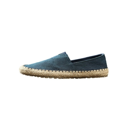

SIMANLAN Men Espadrilles Non Slip Flats Comfort Espadrille Loafers Work Classic Canvas Shoe Outdoor Slip-On Casual Shoes Navy Blue 9