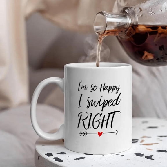 11oz Retreez Humorous Ceramic Coffee Mug I m So Happy I Swiped Right Insulated Reusable Multipurpose Washable with Ideal Dating Marriage Friendship