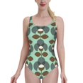 thumbnail image 1 of Bryluen Deep V-Neck Halter One-Piece Swimsuit Ladies Monokini Beach Bathing Suits Swimwear Retro Vintage Pattern Nature Flower, 1 of 5