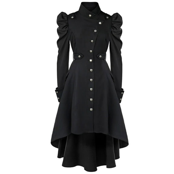 KIHOUT Women's Long Sleeve Warm Jacket Deals Women's Solid Long Sleeved Sheep's Hoof Sleeves Mid-century Collar Slim Mid Length Jacket Coat