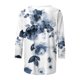 thumbnail image 4 of ICHUANYI Liquidación Camiseta holgada estampada a la moda para mujer Blusa de manga 3/4 de longitud media Blusa con cuello redondo Tops casuales ICHUANYI WER202308255995, 4 of 5