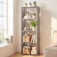 thumbnail image 4 of HONEIER Bookshelf, 4-Tier Storage Shelf, Narrow Bookcase Organizer for Bedroom Living Room Office, Gray, 4 of 9