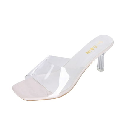 

Cglfd New Fashion Transparent Heel Square Toe High Heel Sandals