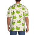 thumbnail image 5 of Lafuoo Green Frog Pattern Men's Cuban Collar Short Sleeve Shirt, Button-Down Resort Beach Pocket Shirt-XX-Large, 5 of 7