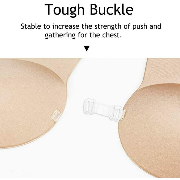 Women Silicone Invisible Breast Lift Up Bra Tape Sticker Anti Emptied Chest  Paste Adhesive Bras (Buckle Nude, 12cm) 