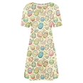 thumbnail image 4 of Vestido Corto para las Mujeres Cuello Redondo Manga Corta Impresa Suéter, Moda Casual Estilo Línea, 4 of 8