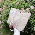 thumbnail image 5 of Straw Bags for Women, Shoulder Bag, Hobo Small Fresh Retro Casual Tote Bag for Daily, Elegant Bow Flower Shaped Decor Handbag is A Memorable Gift Idea for This Summer, White, 5 of 7