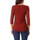 thumbnail image 3 of BLUSA TUNIC DE CUELLO REDONDO Y MANGA 3/4 PLEATADA CASUAL DE MUJER INSPIRE CHIC XL ROJO VINO, 3 of 5