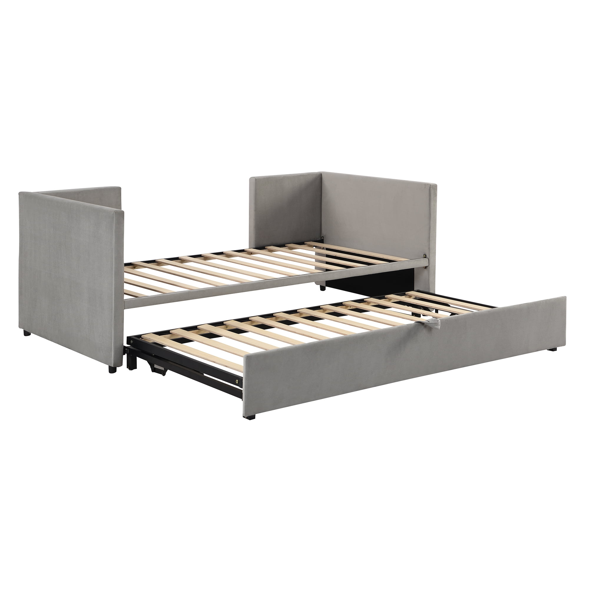 Aukfa Upholstered Expandable Twin-to-King Daybed with Trundle, Gray