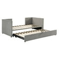Bellemave Upholstered Daybed with Pop up Trundle, Wooden Twin Size Sofa