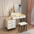 thumbnail image 4 of Multifunctional Makeup Table Mirror Stool Storage Drawer Dresser Organiser Wardrobe Makeup Tavolino Da Trucco Bedroom Furniture My Lux Decor Round, 4 of 25