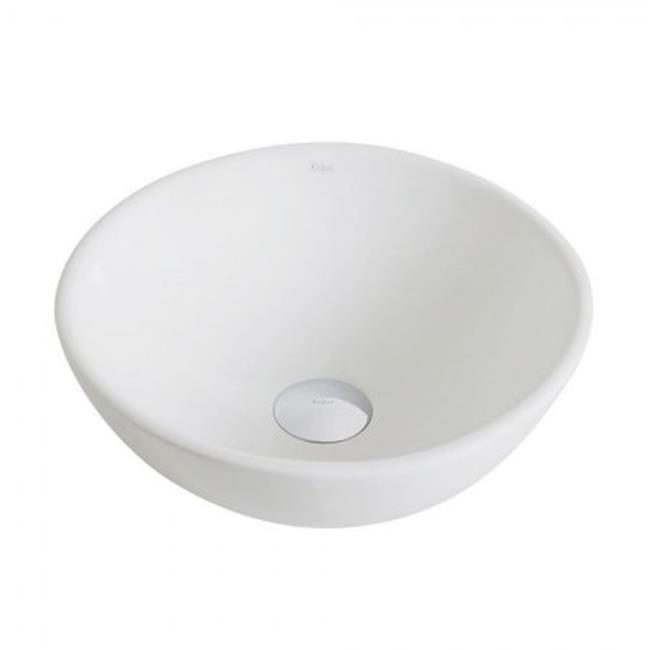 Kraus KCV341 Elavo White Ceramic Small Round Vessel Bathroom Sink