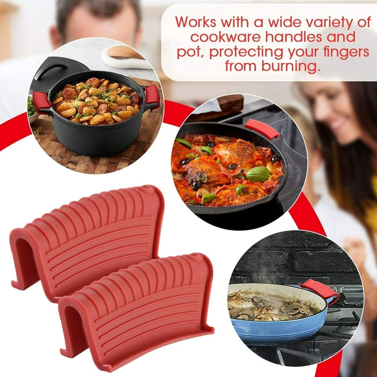 TSV 4pcs Hot Handle Holders, Heat Resistant Pot Handle Covers, Griddle Grip  Sleeves for Cast Iron Skillets 