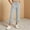 Gray, variant on Women's Linen-Blend Nine-Minute Pants, High Waist Drawstring, Lace Hem, Casual Trousers with Pockets for Home & Vacation Wine S