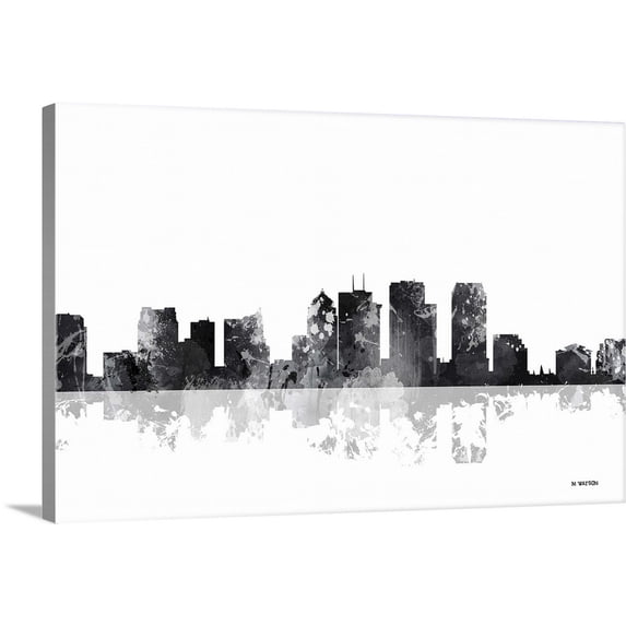Great BIG Canvas | "Tampa Florida Skyline BW I" Canvas Wall Art - 30x20