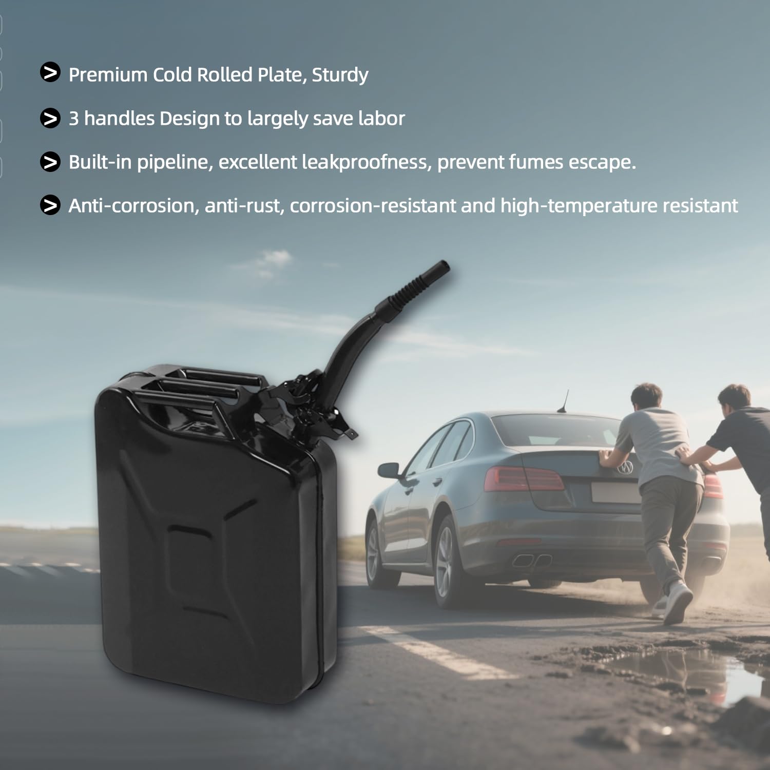 20L Portable Fuel Storage Can with Spout, Heavy Duty Metal Container for Petrol, Diesel, Gasoline – Leak-Proof, with Locking Lid & Carry Handle for Garage, Farm, Industrial Use