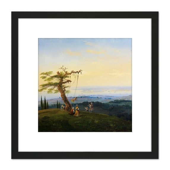 Bossoli Evening Pleasures Gates Constantinople 8X8 Inch Square Wooden Framed Wall Art Print Picture with Mount