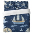 4 Pieces Duvet Cover Queen Bedding Sets Modern Marine Sailing Boat ...