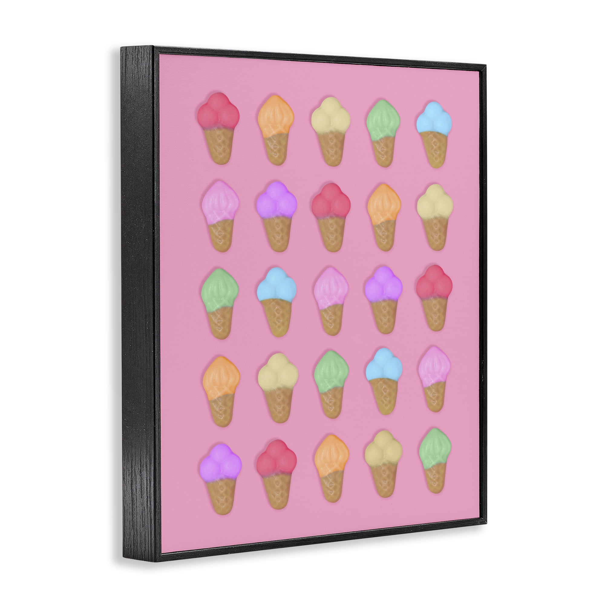 Stupell Industries Ice Cream Candies on Pink Black Framed Giclee Art, design by LISH Creative