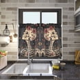thumbnail image 4 of Yayeee Kitchen Curtains Tier Pair Light Filtering 27"x36" Rod Pocket Short Cafe Window Panel, Skeleton with Flowers Pattern, 4 of 7