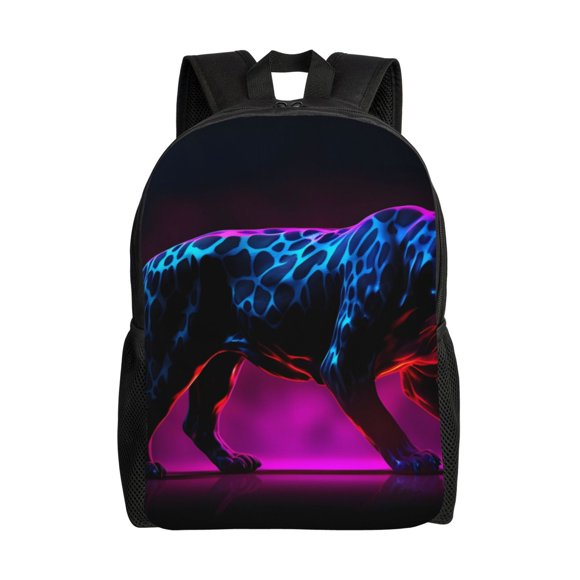Vsdgher Futuristic Purple Panther A、 Print Backpack - Travel,or Work Bookbag with 15-Inch Laptop Sleeve and Dual Water Bottle Pockets