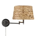 thumbnail image 3 of Wry Lighting Eleanor 1-light Swing Arm Wall Lamp in Matte Black and Woven Sweet Grass shade, 3 of 6