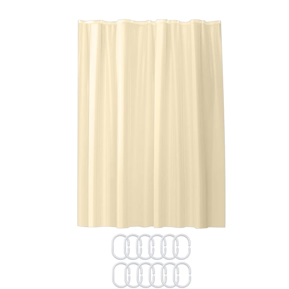 Solid Yellow Shower Curtain with 12 Hooks, 70.87 x 78.74-Inch Water-Resistant Bathroom Curtain for Bathtub, Stall and Privacy Divider
