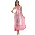 thumbnail image 1 of Sakkas Mehndi Henna Smocked Bodice Maxi Dress - Red - One Size, 1 of 4