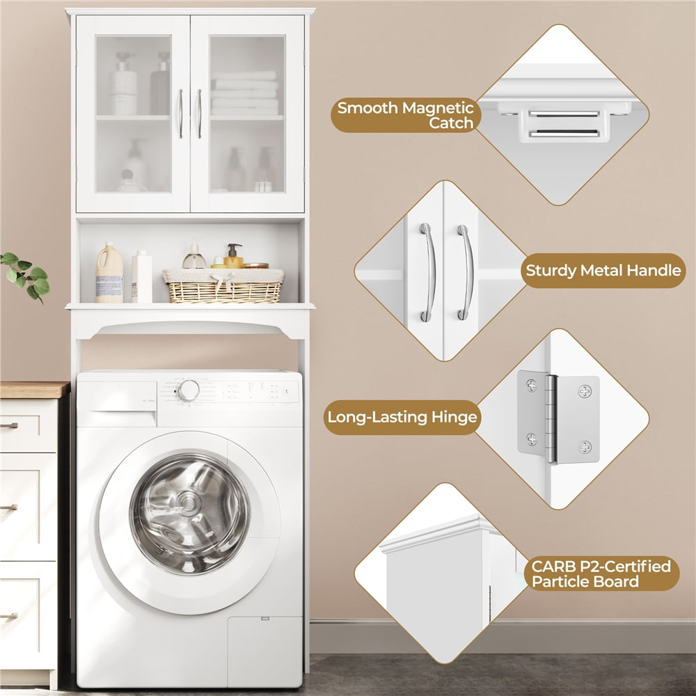 Yaheetech Free-Standing over-the-Toilet Storage Cabinet Shelf for Bathroom, White