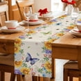 thumbnail image 5 of Watercolor Flowers Table Runner - 90 Inch Long Spring Sunflowers Daisy Butterflies Beige Cotton and Linen Blended Dress Scarves Farmhouse Table Runner for Kitchen Dining, Coffee Table, 13" x 90", 5 of 8