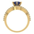 thumbnail image 4 of 1.52 ct Brilliant Round Cut Blue Sapphire 14k Yellow Gold Solitaire with Accents Engagement Bridal Wedding Ring Band Set size 10.5, 4 of 7