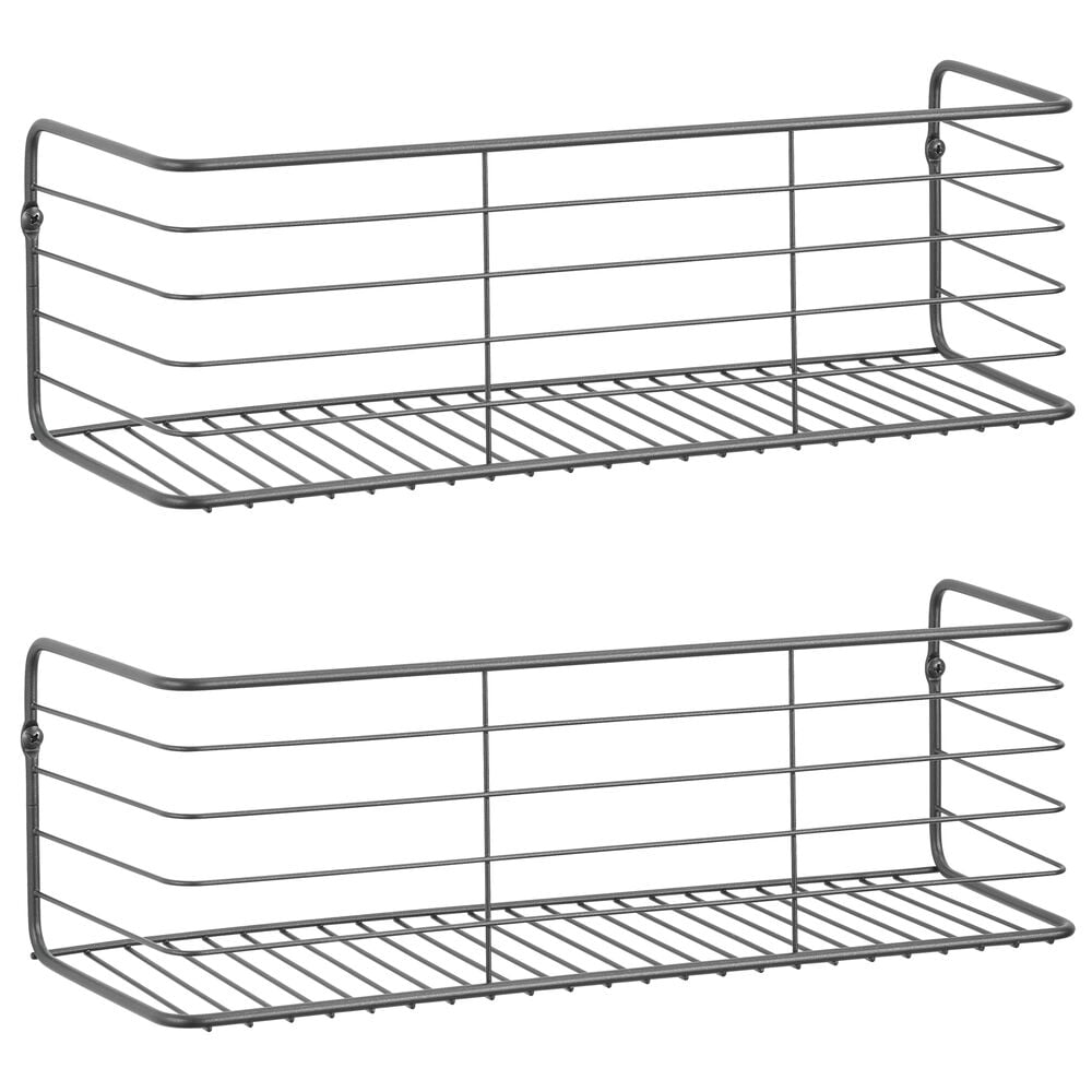mDesign Wide Metal Wall Mount Decor Storage Organizer Display Shelf