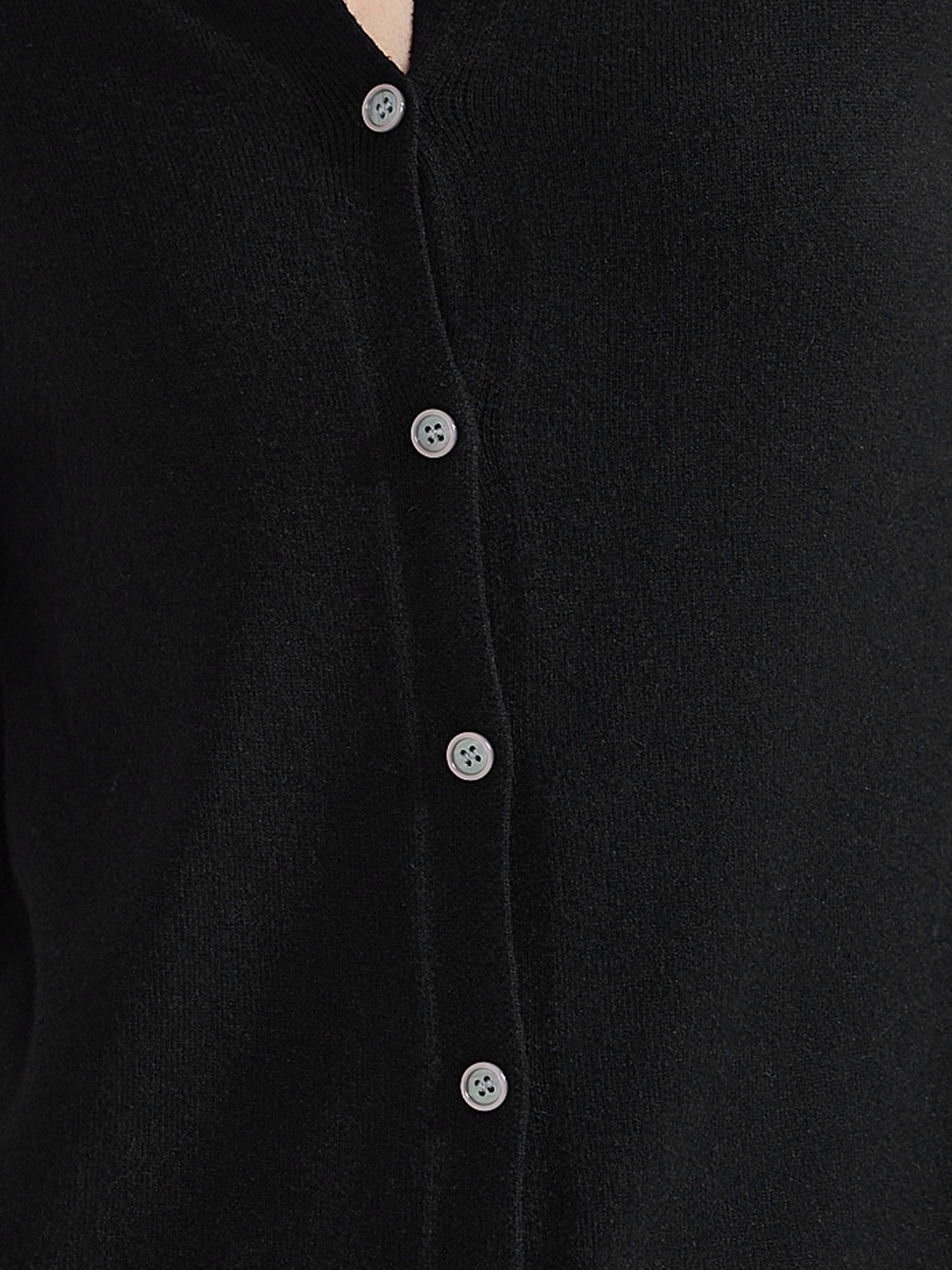 DARING DIVA Women's Lightweight Button Crew Neck Cardigan L Black