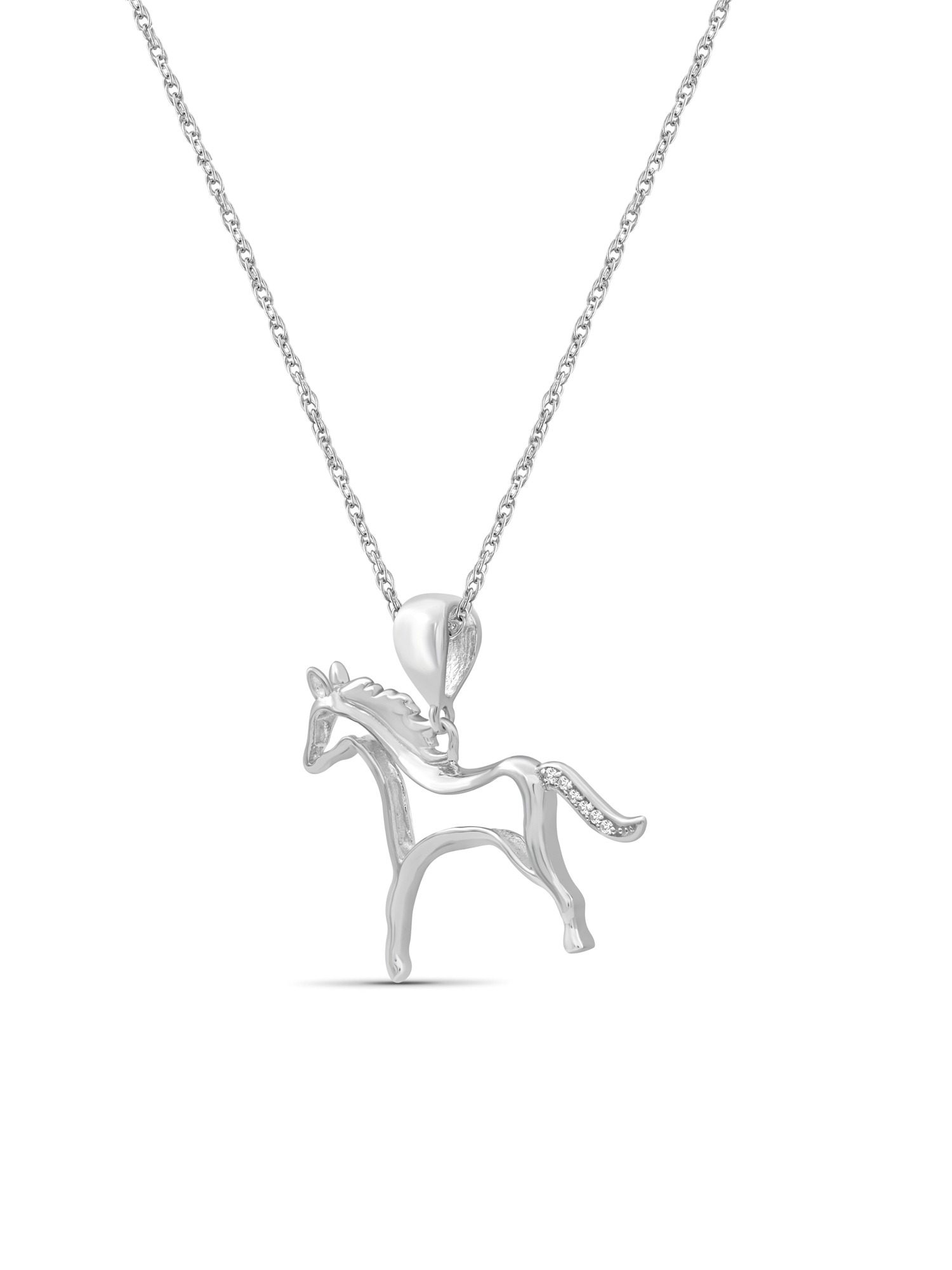 JewelersClub Accent White Diamond Sterling Silver Horse Pendant