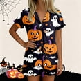 thumbnail image 2 of Halloween Pajama Set for Women Halloween Print Short Sleeve Top and Shorts 2 Piece Separate Casual Sleep Loungewear, 2 of 7