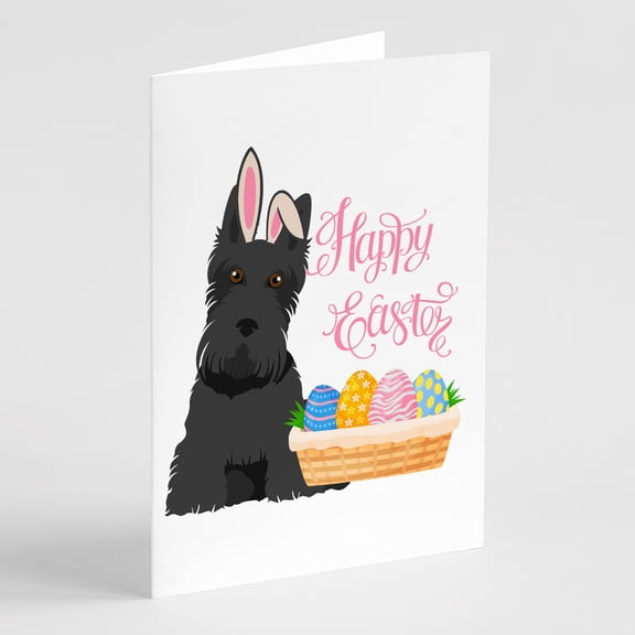 Black Scottish Terrier Easter Greeting Cards and Envelopes Pack of 8 7 in x 5 in